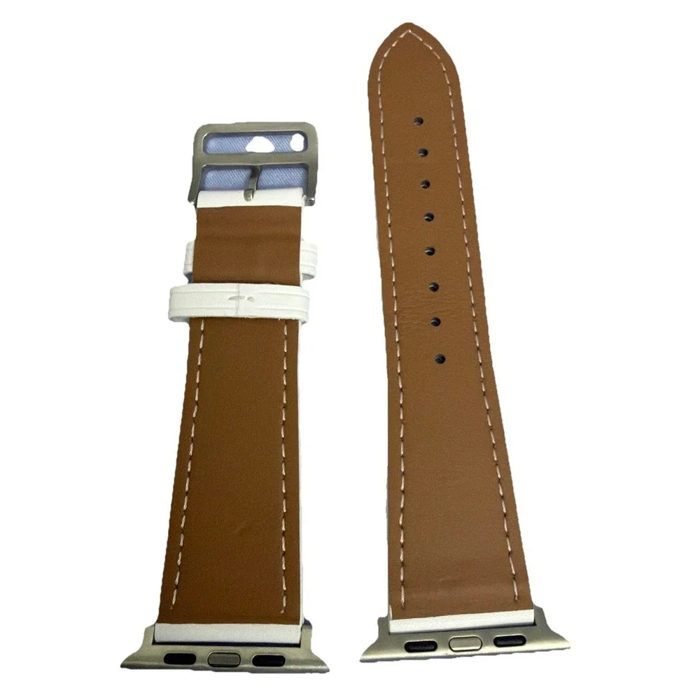Strap Band WhiteUnisex's Leather replacement Band Series 10 iPhone Size 42/45 NW